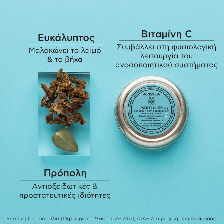 APIVITA - Παστίλιες με Ευκάλυπτο & Πρόπολη - 45gr
